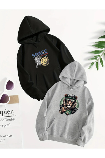 SUNFREE SET DE cu glugă SWEATSHIRTS UNISEX CU IMPRIMARE POPULARĂ TREND