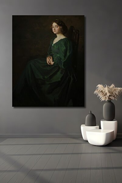 Teona Ahşap Tablou decorativ din lemn dreptunghiular Femeie în rochie verde