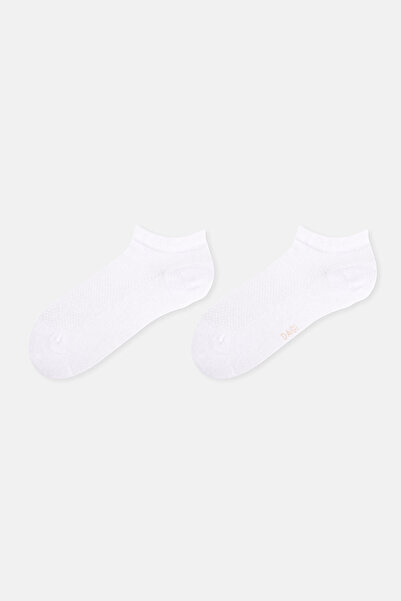 Eros Beige-White Women's 2-Piece Bamboo Booties Socks