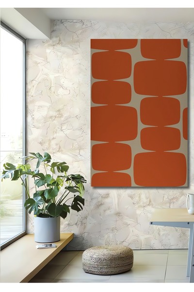 Teona Ahşap Tablou decorativ din lemn dreptunghiular model modern portocaliu