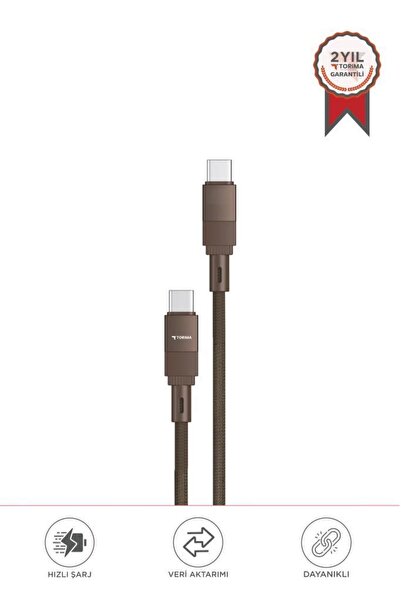 Torima Şarj Kablosu Type-C to Type-C Data Kablo U18 Kahverengi