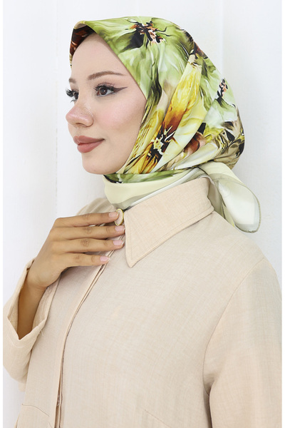 sefamerve Dijital Rayon Eşarp 70298-10 Yağ Yeşili