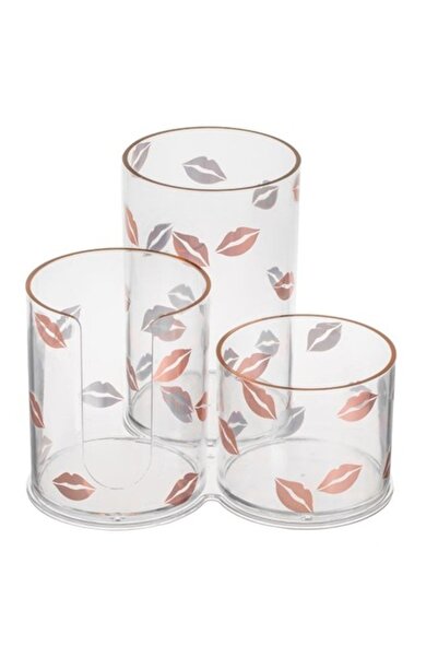 ANTBRO transparent acrylic organizer with lip model for cotton swabs, makeup removal pads, and brush