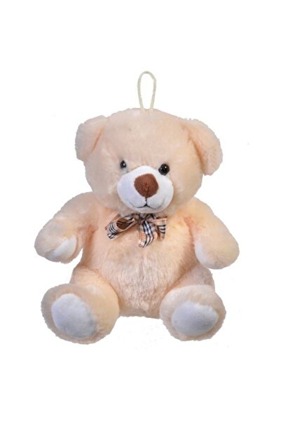 ANTBRO ursuleț de pluș cu fundă în carouri, bej, 22 cm