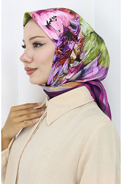 sefamerve Eșarfă digitală din raion 70298-02 Prune