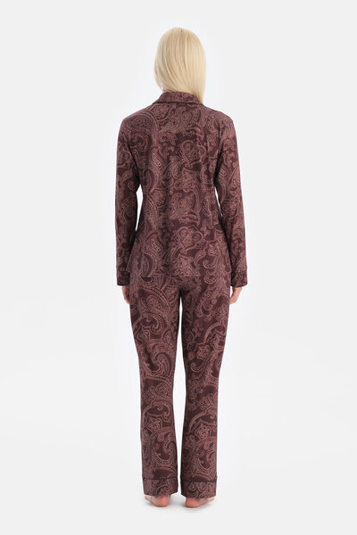 Eros Shawl Patterned Shirt and Pants Set