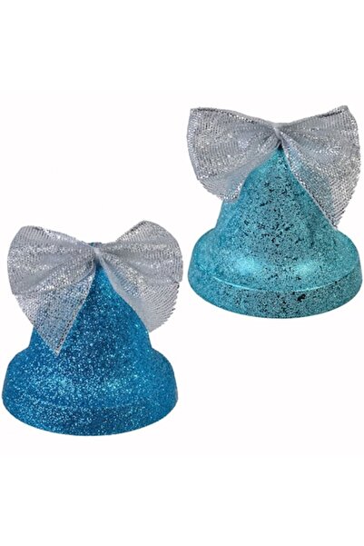 offlimits Set de 4 globuri de Crăciun albastre în formă de clopoțel, DecorCas...