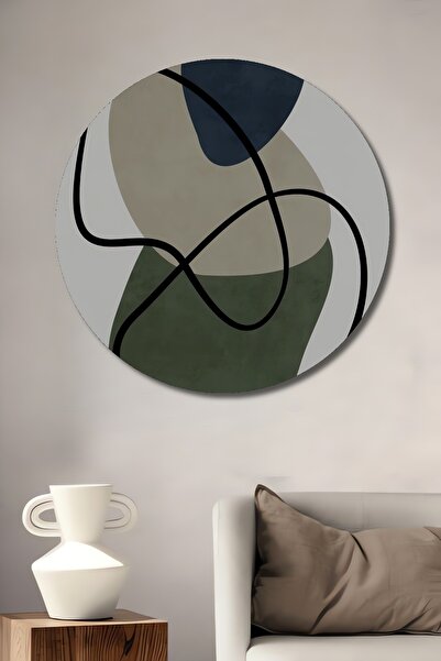 Teona Ahşap Tablou decorativ rotund din lemn, forme abstracte, armonie