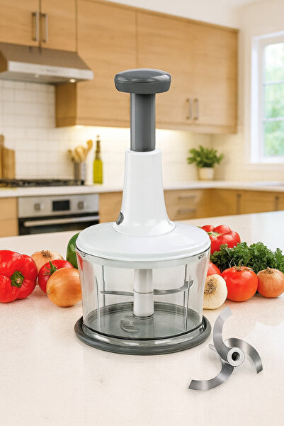 garaccu Büyük Paslanmaz Çelik Bıçaklı Üstten Basmalı El Rondosu Blender Soğan...