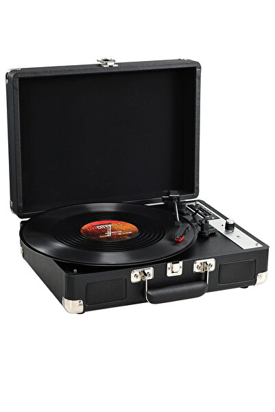 TECHNOMEN Taşınabilir Bluetooth Pikap – Retro Valiz Tasarımlı Plak Çalar