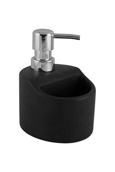 MaxDeco Detergent dispenser with sponge holder, ceramic, black, 330 ml