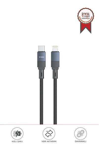 Torima Şarj Kablosu Type-C to Lightning Data Kablo U18 Siyah