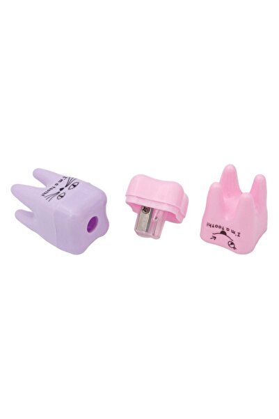 OEM Plastic Pencil Sharpener, Tooth Model, Set of 2, Pink and Lilac