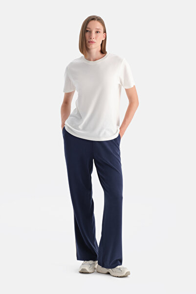 Eros Navy Blue Women's Modal Single Piped Detail Sweatpants
