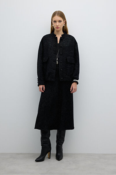 Roman Önü Düğmeli Hakim Yaka Bomber Siyah K2616502_001