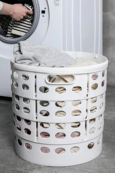 Entude Katlanır Teleskopik Çamaşır Sepeti 15 LT Beyaz - Akordiyon Oyuncak Org...