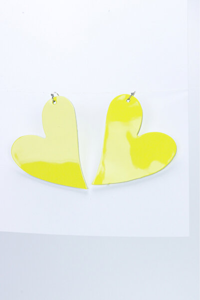 HAIArt Handmade Heart-shaped earrings - Yellow patent leather