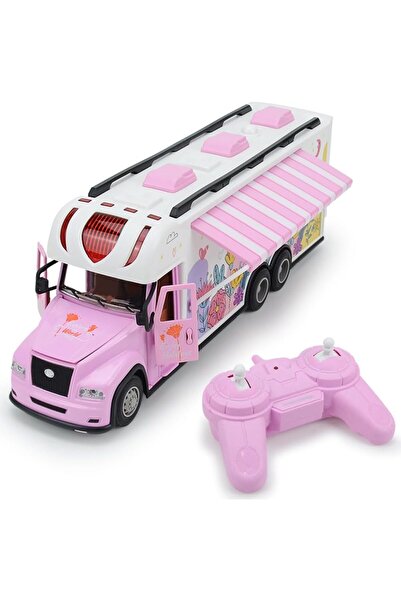 Brother Toys Uzaktan Kumandalı 3D Disko Işıklı 40 Parça Aksesuarlı Pembe Karavan Full Fonksiyon Oyuncak 38 Cm.