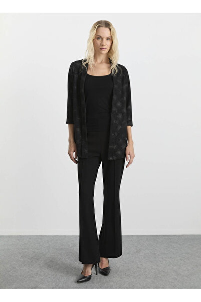 Selen Siyah Kadın V Standart Troklu Hırka 25KSL4172