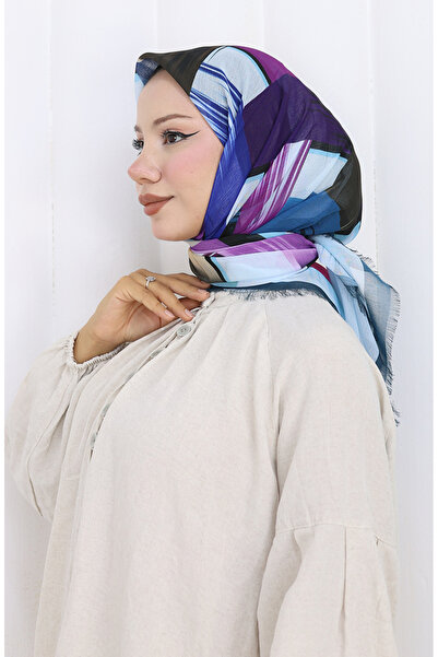 sefamerve Digital Printed Scarf 70320-02 Light Petrol Magenta