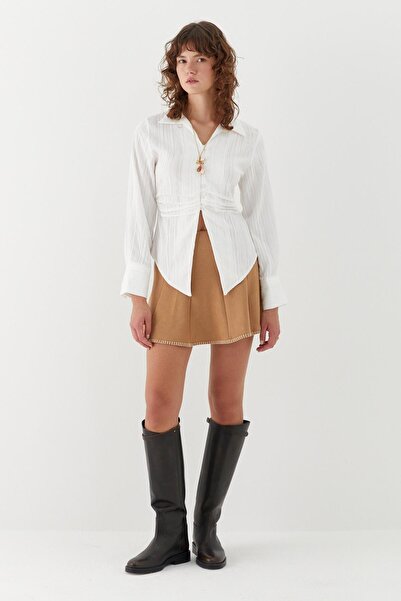 MARKALİSTE Beli Pleated Shirt Ecru