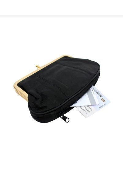 KY Genuine Leather Mink Clip-On Multi-Compartment Women's Handbag Wallet Card Holder 012