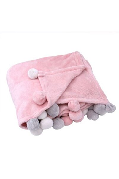 OEM Pătură decorativă din catifea cu ciucuri, roz, 131 x 160 cm