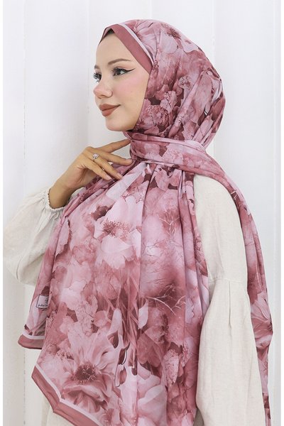 sefamerve Pamuklu Desenli Koza Şal 70324-03 Gül Kurusu