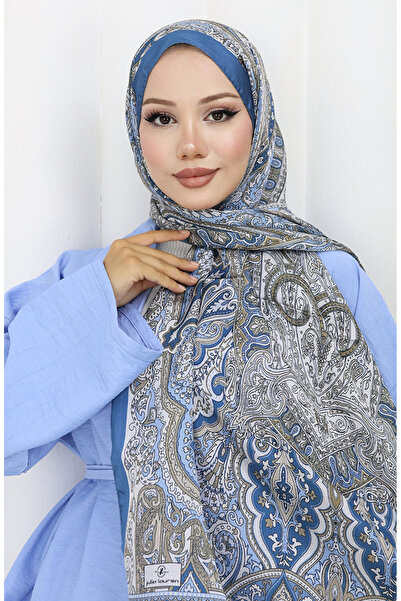 sefamerve Ethnic Pattern Janjan Shawl 70304-22 Indigo
