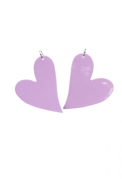 HAIArt Χειροποίητα σκουλαρίκια σε σχήμα καρδιάς - Ροζ λουστρίνι