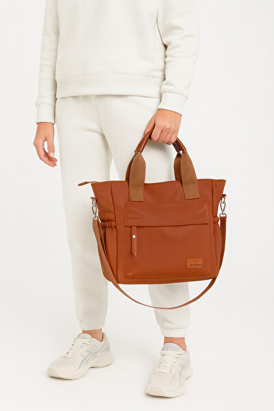 H&D COLLECTİON Geantă de damă din țesătură moale din satin, cu mai multe comp...