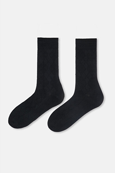 Eros Μαύρες ανδρικές κάλτσες μπαμπού με σχέδιο μπακλαβά