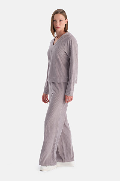 Eros Açık Lila Kadife Pantolon