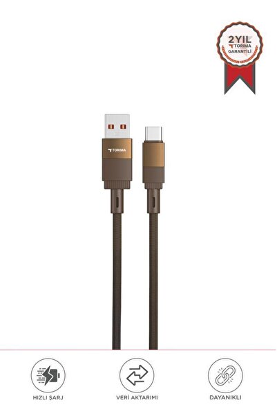 Torima Şarj Kablosu Usb to Type-C Data Kablo U18 Kahverengi