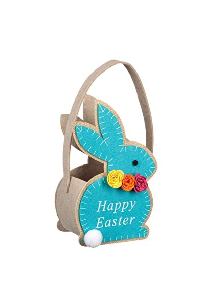 Actual Investing Coș decorativ de Paște în formă de iepure, 14x9x23 cm, albastru