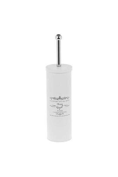 ANTBRO WC Brush with Straight Metal Base, White with Print, White Brush and S...