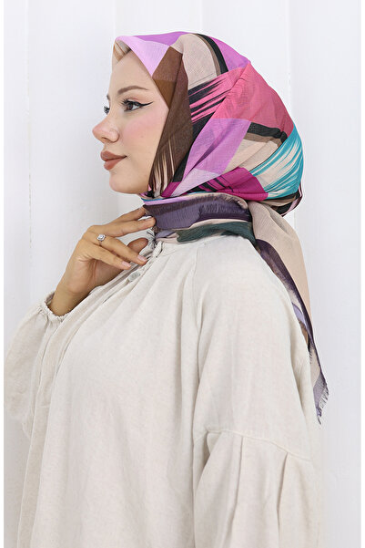 sefamerve Digital Printed Scarf 70320-09 Plum Turquoise