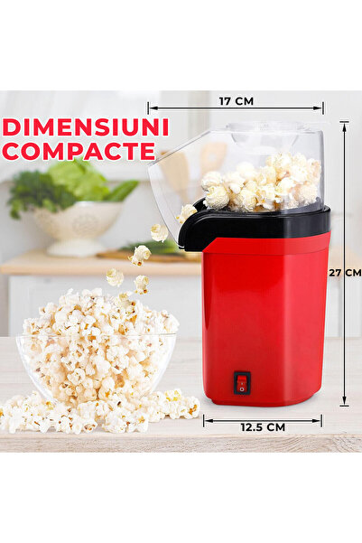 Bukate Bukate® Hot Air Popcorn Maker, Ready in max. 3 min, 1200W, Grain Dispenser Container