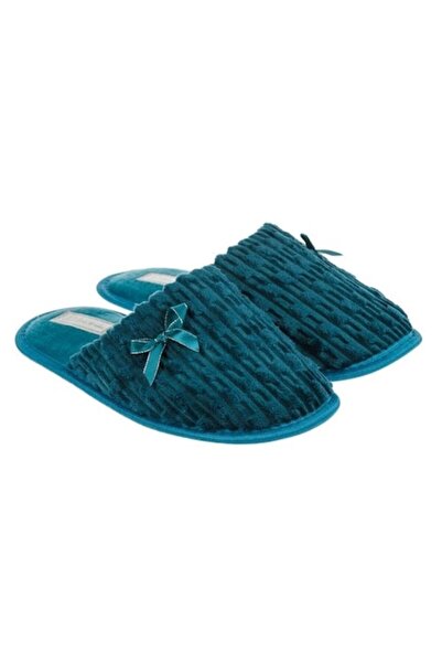 ANTBRO - Papuci de casă pentru femei, cu dungi verzi și fundă, mărimea 40-41