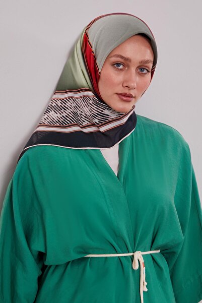 Levidor Green Mixed Geometric Pattern Cotton Scarf