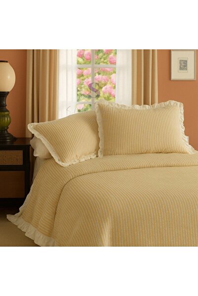 shules collection Set de lenjerie de pat dublu, 100% bumbac, cu volane, vopsi...