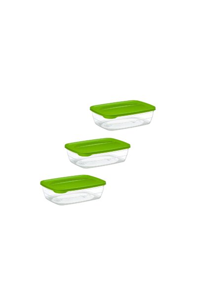 NO BRAND Food storage containers with green lids, 3 pcs 2L