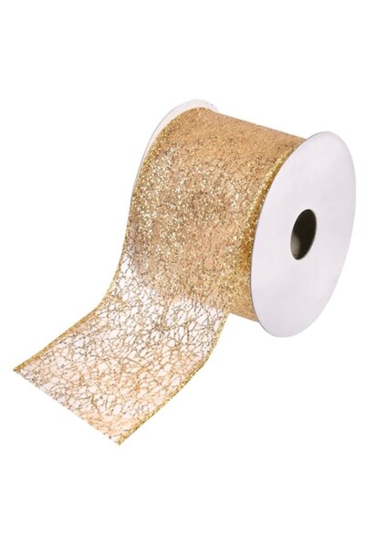 Lioness Panglică decorativă perforată aurie de Crăciun, Leoaică, 5 m x 63 mm