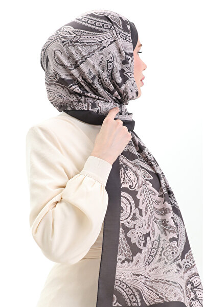 sefamerve Μαλακό σάλι με έθνικ σχέδιο 70296-05 Πούδρα πικρού καφέ