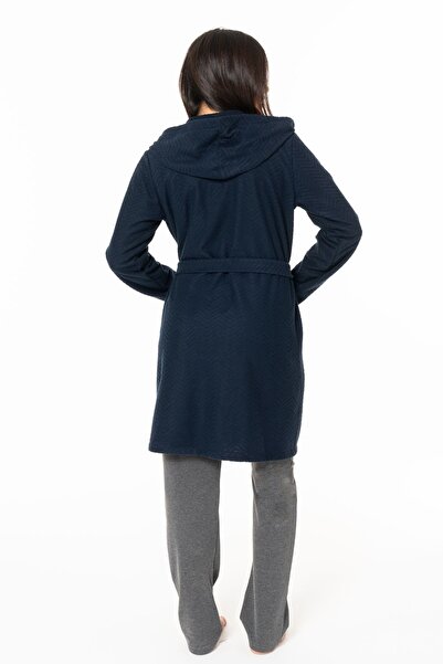 U.S. Polo Assn. Women's Long Thin Soft Fleece Robe S26127 with Hood with Belt with Pockets