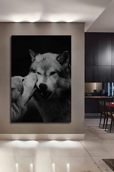 Teona Ahşap Tablou decorativ din lemn dreptunghiular Sclipirea lupilor