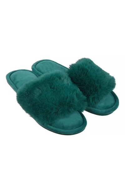 ANTBRO ® Women's Home Slippers with Fur Imitation, Emerald Green, 40-41