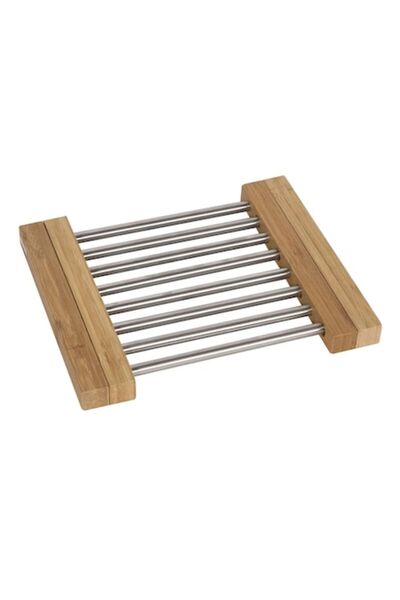 OEM Pot Holder, Stainless Steel and Bamboo, 23 - 38 x 20 x 2 cm, Extendable,