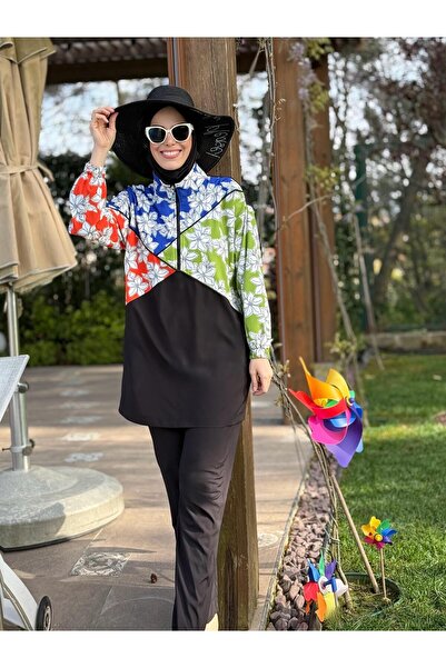 Moodbasic Üç Renkli Tesettür Mayo Sw36.299 - Siyah