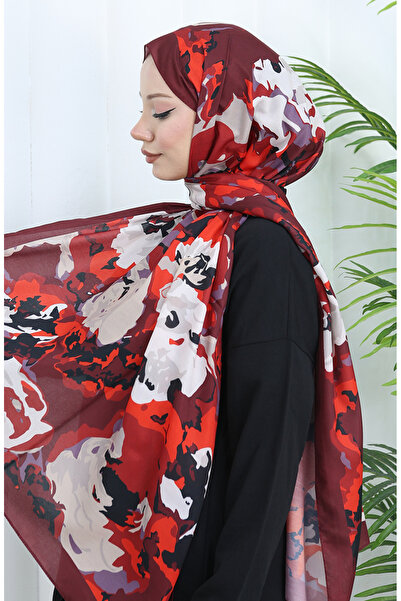 sefamerve Μαλακό σάλι με σχέδιο 70317-12 Κόκκινο μπορντό